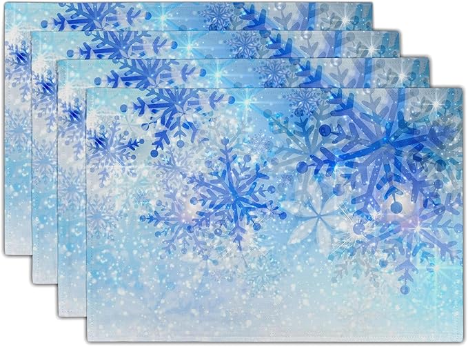 Giwawa Christmas Snowflake Placemats, Winter Snow Place Mats Set of 4 by Giwawa