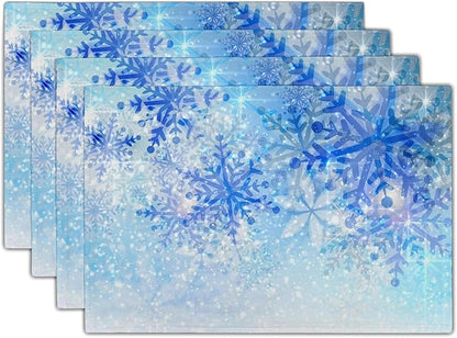 Giwawa Christmas Snowflake Placemats, Winter Snow Place Mats Set of 4 by Giwawa