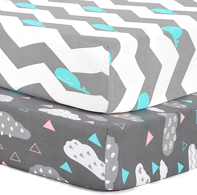 Pack n Play Sheets, BROLEX 2 Pack Mini Crib Sheets, Stretchy Portable Fitted by BROLEX