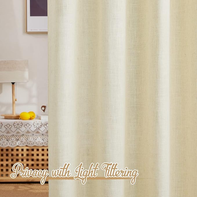 NICETOWN Linen Curtains 63 inch Long - Image 2