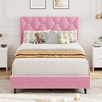 gaomon twin platform bed frame with adjustable upholstered, main product view