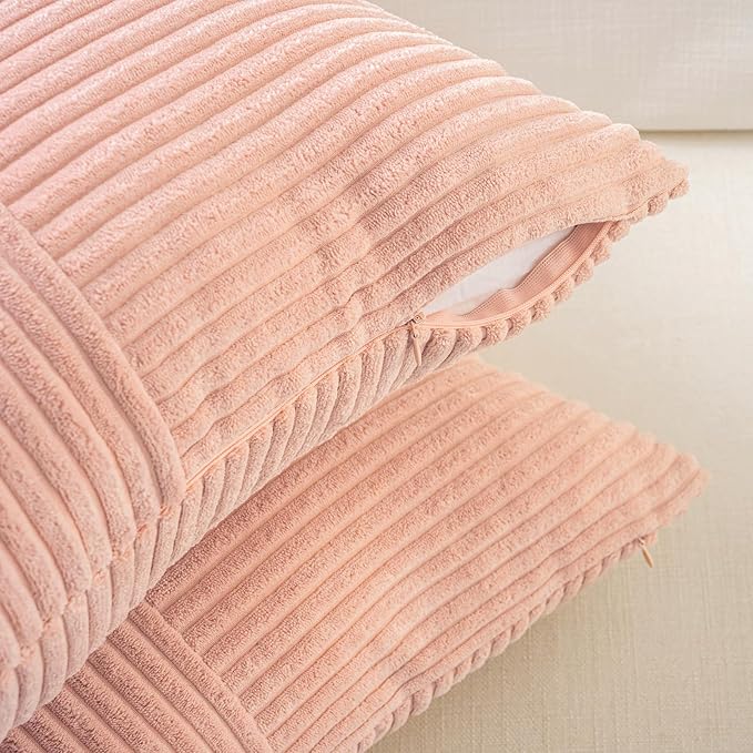Fancy Homi 2 Packs Peach Big Decorative Throw Pillow Covers 24x24 Inch - Image 3