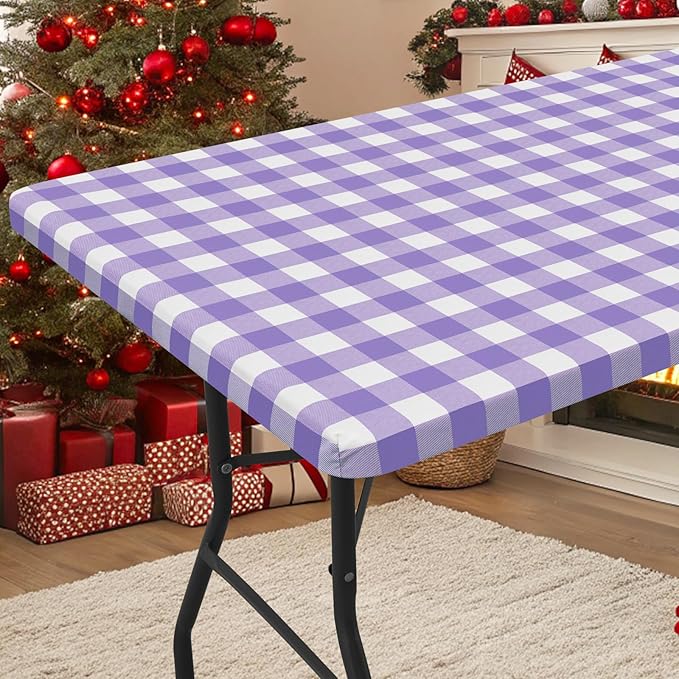 Smiry Rectangle Picnic Table Cloth, Elastic Waterproof Fitted Vinyl Tablecloths by Smiry