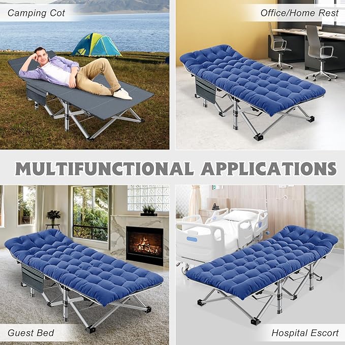 ABORON Camping Cot for Adult 28" Extra Wide, 2PK Heavy-Duty 1200D Oxford Cot - Image 5