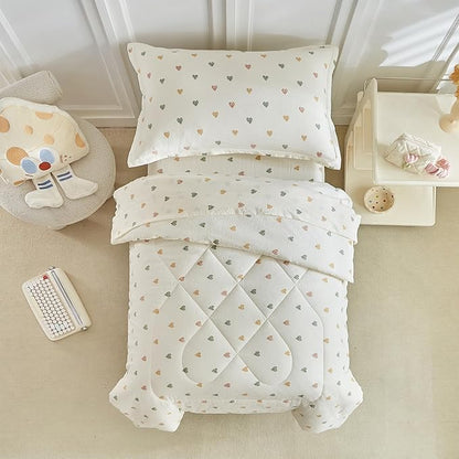 DuShow White Star Toddler Bedding Set, 4 Pieces Reversible Toddler Comforter Set - Image 8