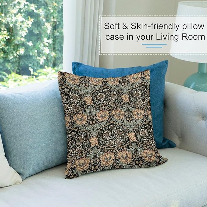 William Morris Floral Original Throw Pillow Covers Boho Chic Retro Floral Cozy - Image 6