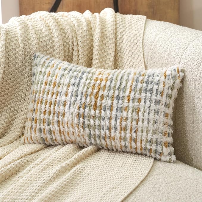 Aeckself Boho Chenille Tufted Pillow Cover 12 x 20 Inch, Rectangle Decorative by AECKSELF