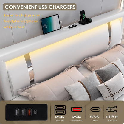 keyluv king size bed frame with rgb led, side view