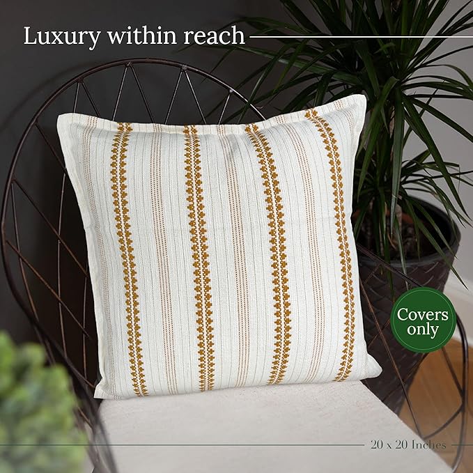 SanVia Sunshine Premium Cotton Throw Pillow Covers, 20 x 20 Inches, Artisan Made - Image 5