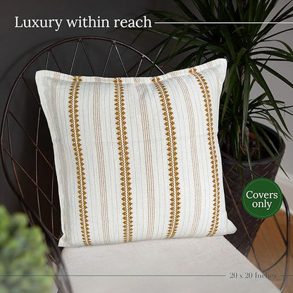 SanVia Sunshine Premium Cotton Throw Pillow Covers, 20 x 20 Inches, Artisan Made - Image 5