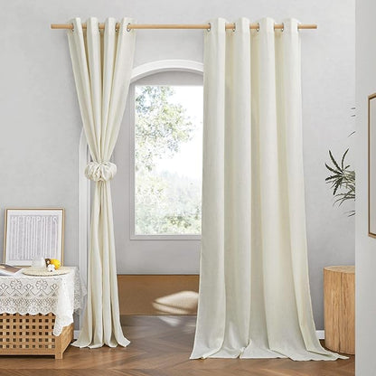 NICETOWN Thick Linen Curtains Extra Long 120 inch Length, Rustic Grommet by NICETOWN