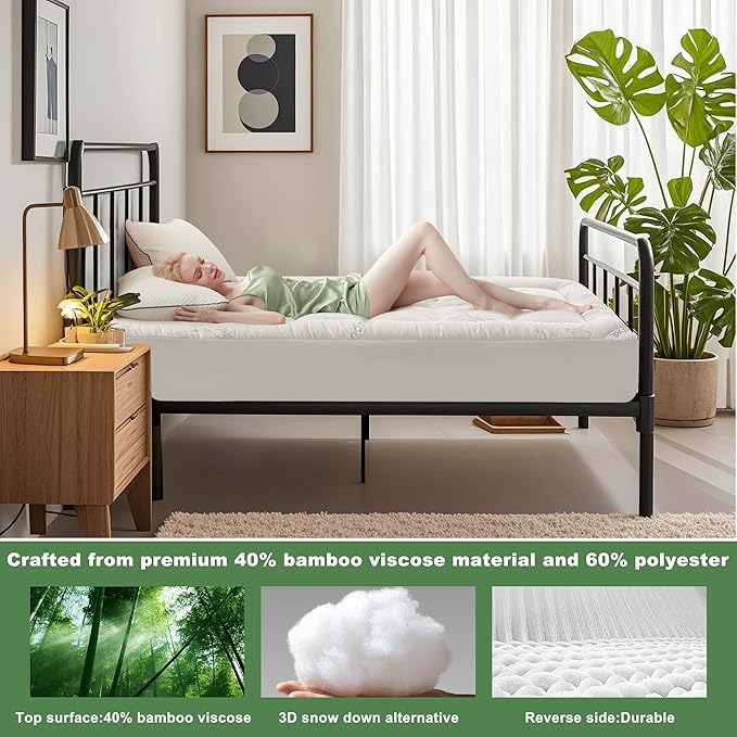 BEDLORE Twin XL Mattress Topper Viscose Derived from Bamboo, Thick Pillow Top - Image 3
