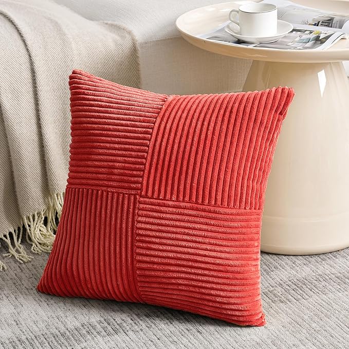 Fancy Homi 2 Packs Red Decorative Throw Pillow Covers 20x20 Inch - Image 2