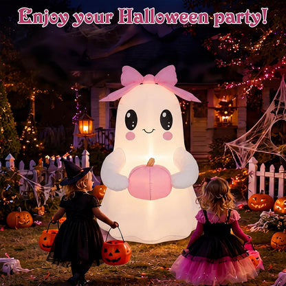 6 ft Pink Bow Halloween Inflatable Ghost Outdoor Decoration