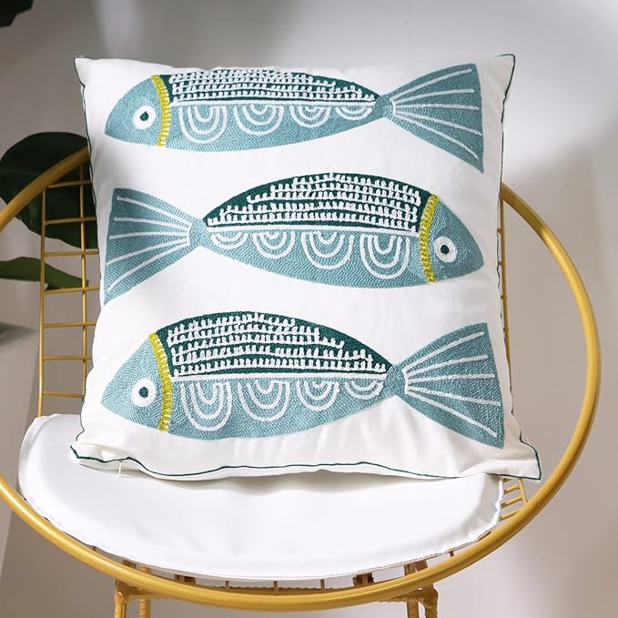 1 PCS Embroidered Throw Pillow Cover Cotton Decorative Square Cushion Cases - Image 2