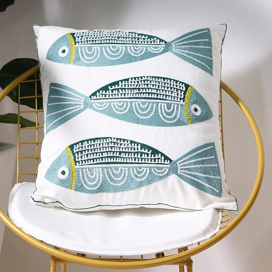 1 PCS Embroidered Throw Pillow Cover Cotton Decorative Square Cushion Cases - Image 2