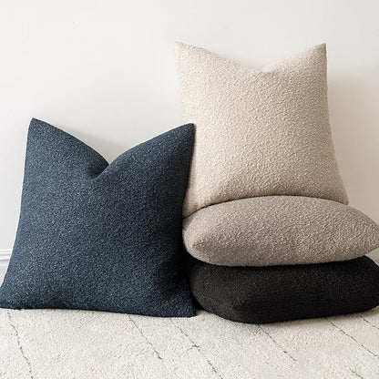 Woaboy Pack of 2 18x18 Inch Decorative Boucle Throw Pillow Covers Textured - Image 4