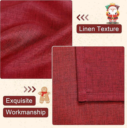 Hiasan Red Window Valance Curtains Faux Linen Farmhouse Rustic Rod Pocket Light - Image 2