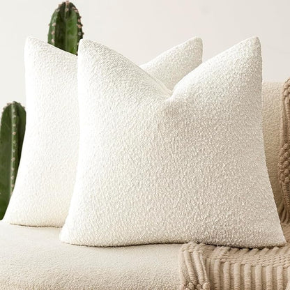 Foindtower Set of 2, Decorative Textured Boucle Throw Pillow Covers Accent by Foindtower