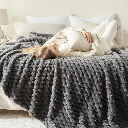 NEWCOSPLAY Super Soft Twin Blanket Grey Premium Silky Flannel Fleece 3D Clouds - Image 3
