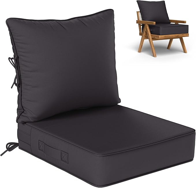 Outdoor Seat Cushion Set 22 L × 24 W × 5 H Inch Waterproof & Fade Resistant by VisitheKimunukStore