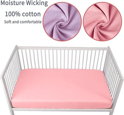 Crib Sheets for Boys Girls, 100% Cotton Fitted Crib Sheet 2 Pack for Standard - Image 3