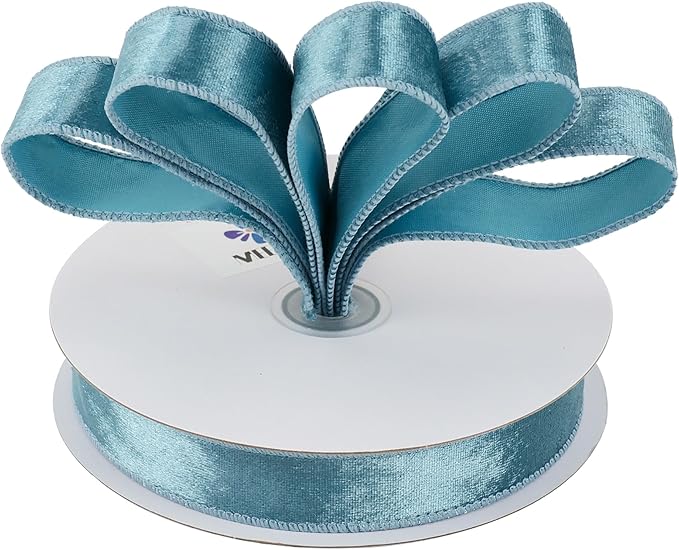 MEEDEE Dusty Blue & French Blue Velvet Ribbon - Image 7