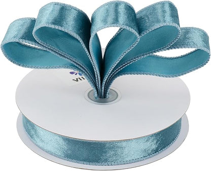 MEEDEE Dusty Blue & French Blue Velvet Ribbon - Image 7