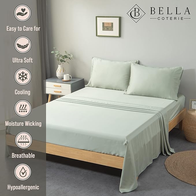 Bella Coterie Luxury Bamboo Viscose Split King Size Sheet Set | 2 Fitted Sheets - Image 3