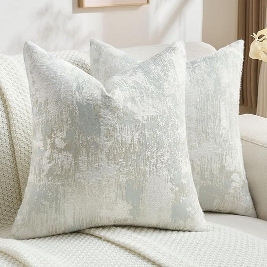 FUTEI Light Blue White Decorative Throw Pillow Covers 26x26 Inch Set of 2 by FUTEI