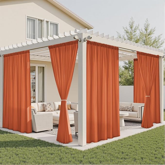 HOMEIDEAS Fall Burnt Orange Privacy Semi Sheer Curtains Non-See-Through 84 - Image 7