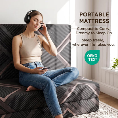 foldable mattress queen size 6 inch trifold memory, side view