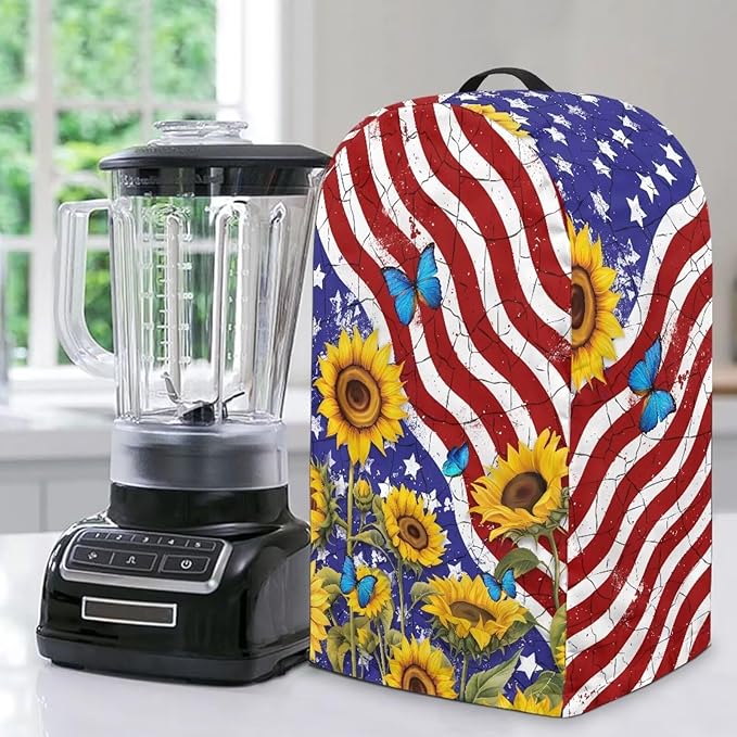 American Flag Sunflower Blender Dust Cover Stand Mixer or Coffee Maker by Annejudy