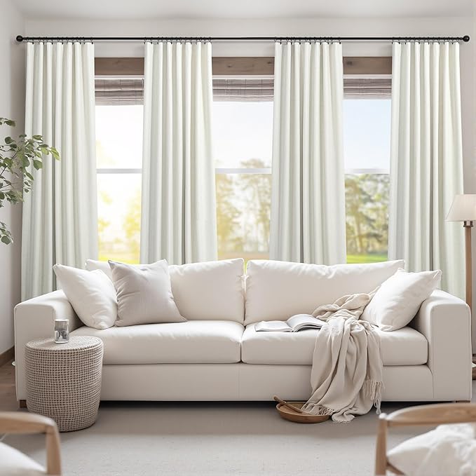 100 Inch Curtains Complete Blackout Linen Curtains - Image 8