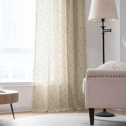 Floral Farmhouse Curtains Closet Semi-Blackout Living Room Drapes 63 Inch - Image 8