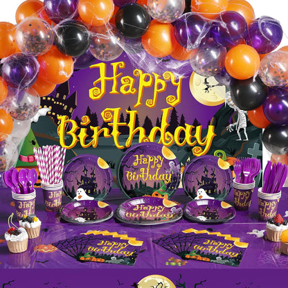 Pajean 277 PCS Halloween Party Supplies Full Set, Happy Birthday Decoration