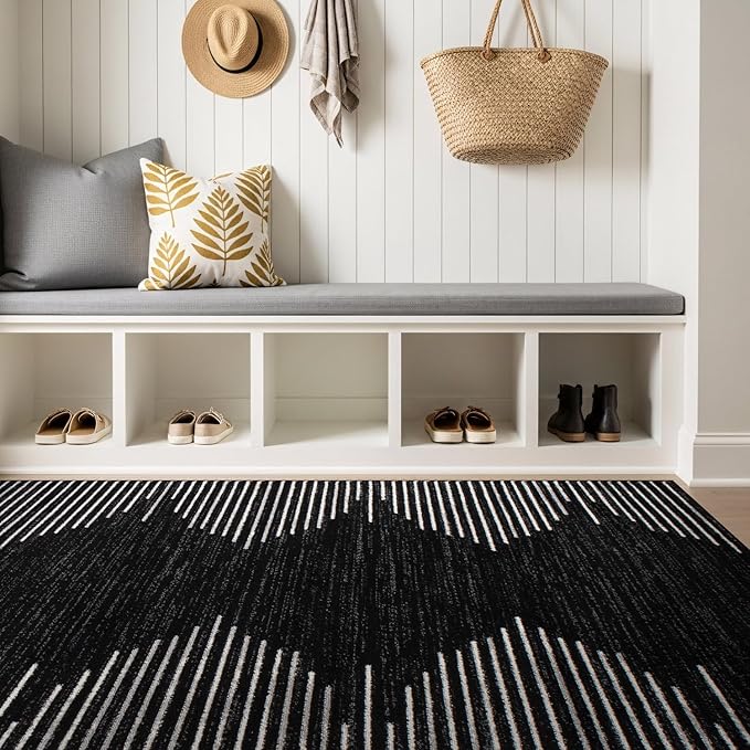 Rugshop Bohemian Stripe Stain Resistant High Traffic Living Room Kitchen by Rugshop