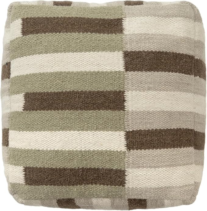LR Home Handmade Modern Geometric Square Indoor Medium Pouf Ottoman, - Image 4