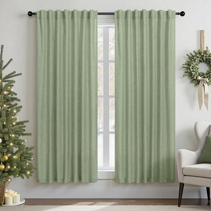 Light Sage Curtains 72 Inch Length by Pitalk