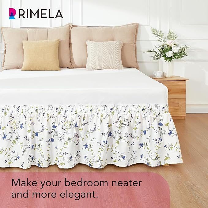 RIMELA Sweet Blueberry Bed Skirt Queen Size 15 Inch Drop, Elastic Bed Skirting - Image 5