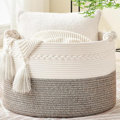 KAKAMAY Large Blanket Basket, Woven Baskets by KAKAMAY