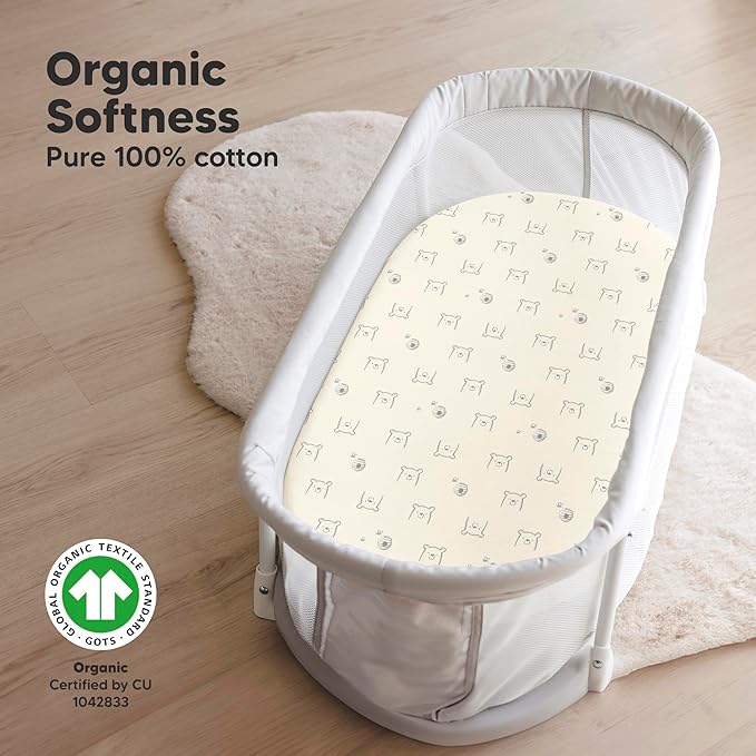 2-Pack Organic Bassinet Sheets for Girls, Boys - Image 2