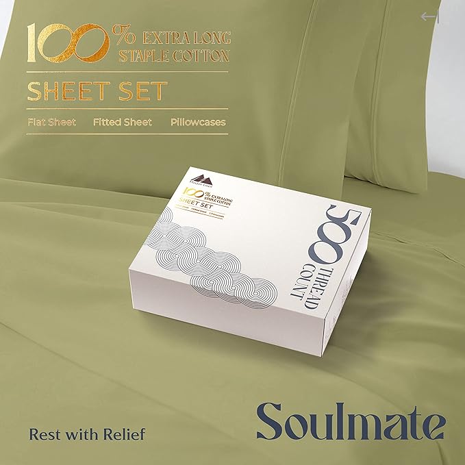 Mayfair Linen 500 Thread Count Twin Cotton Sheets - Image 3