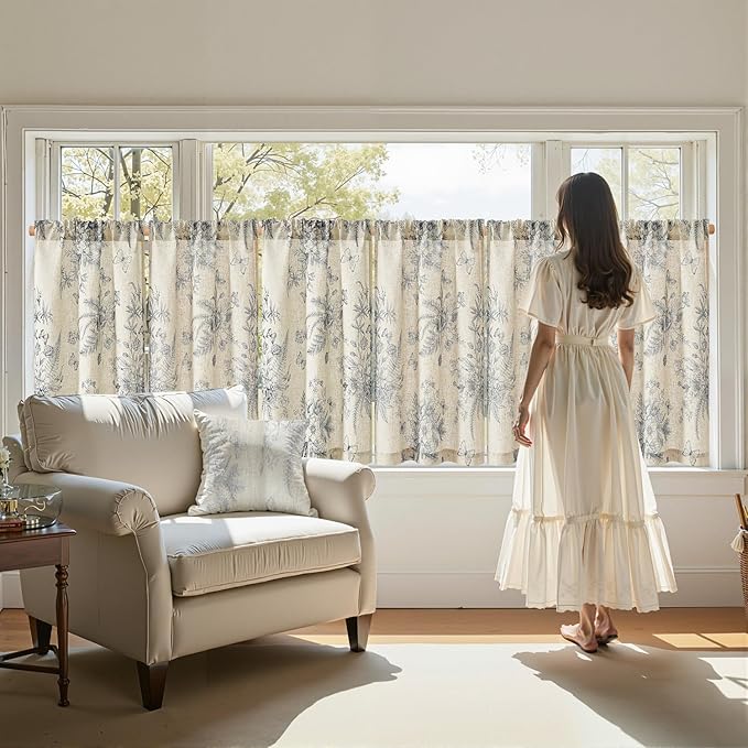 jinchan Half Window Curtains Small Drapes - Image 3