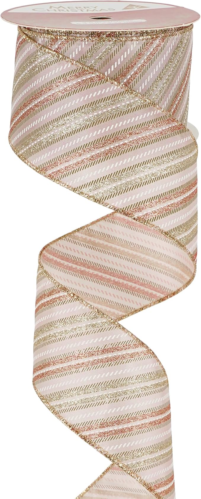 MEEDEE Pink Diagonal Striped Ribbon 2.5 Inch Blue Satin by MEEDEE