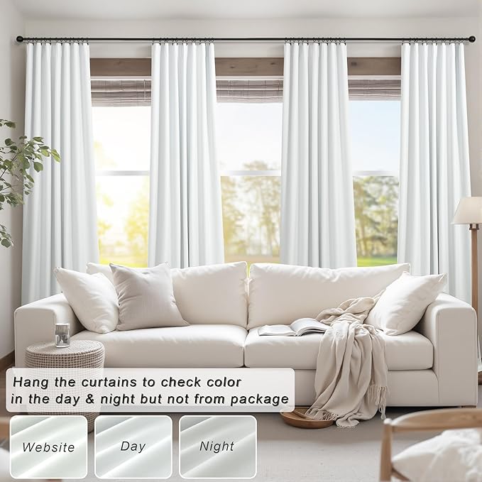 Ivory White Curtains 84 Inch Length 2 Panels - Image 2