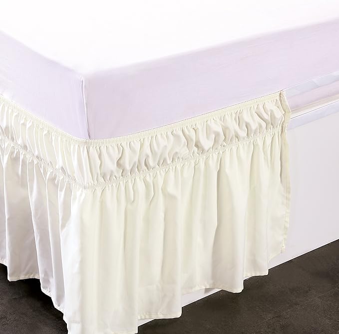 MEILA Wrap Around Bed Skirt Three Fabric Sides Elastic Dust Ruffled 16 Inch - Image 4