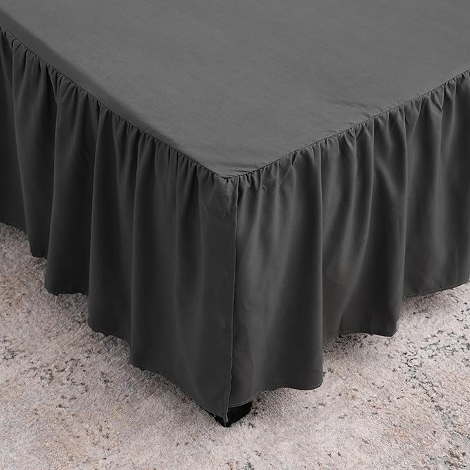 Black Bed Skirt Queen Size Ruffled Bed Skirt - Image 2