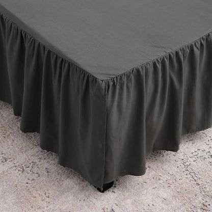 Black Bed Skirt Queen Size Ruffled Bed Skirt - Image 2