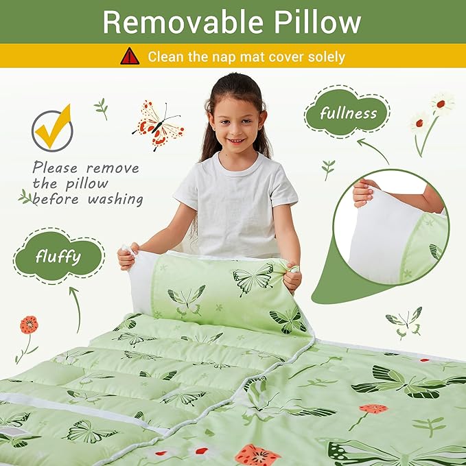 Toddler Nap Mat with Pillow and Blanket, Extra Large Rolled Napping Mats - Image 5